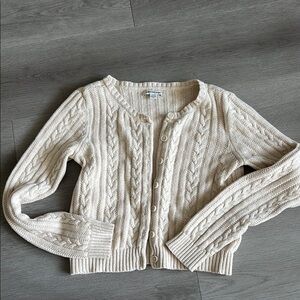 American Eagle Women's Cream Cable Knit Sweater